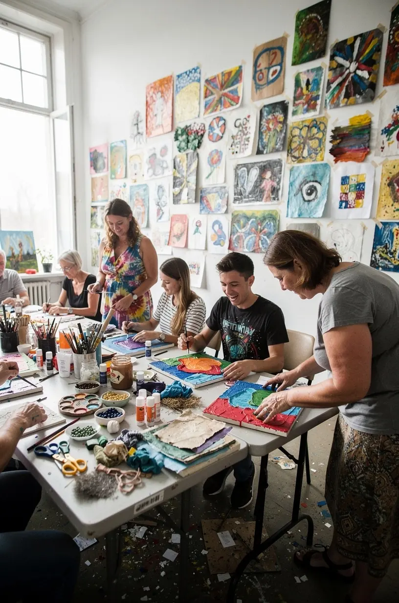 Art therapy techniques showcased in a creative workshop.