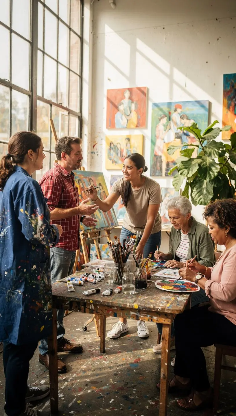 Art therapy session promoting safe creative expression